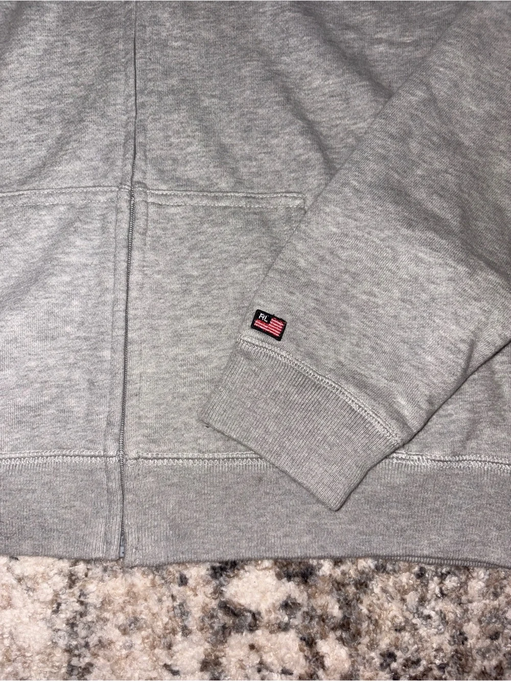 Ralph Lauren Polo Jeans Co Gray Zip Hoodie with Navy Trim and Red 67 Logo